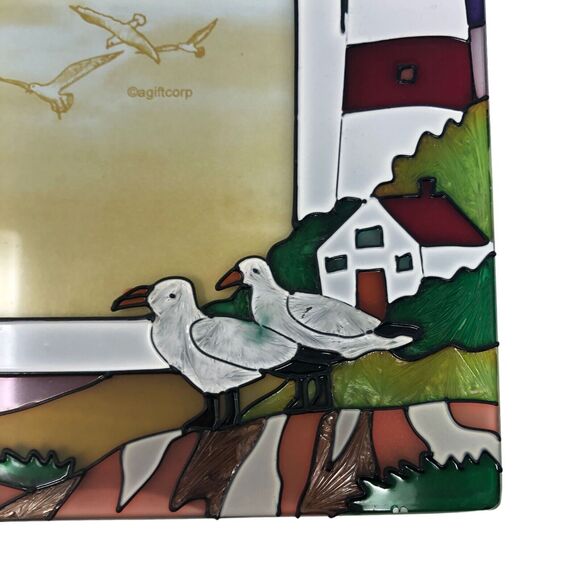 Hand Painted Lighthouse Stained Glass Picture Frame 3.5 x 5 Hilton Head Island - Picture 3 of 8